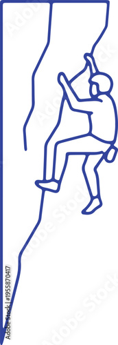 Person rock climbing on a vertical surface with proper climbing gear