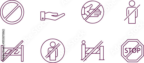 Common safety and prohibition symbols for public and workplace areas