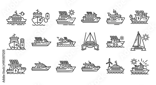 Various Boats and Ships Illustration Set.