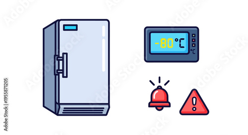 Freezer with alarm and temperature display.