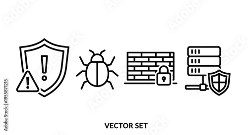 Security icons with bug and shield.
