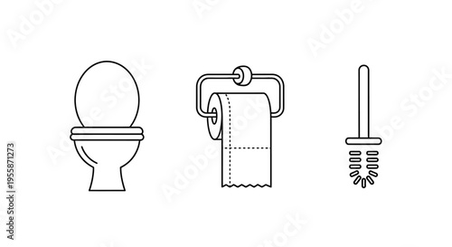 Toilet Towel Brush Bathroom Accessories Illustration.