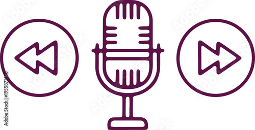 Icons representing media playback and microphone functionality in a cohesive design