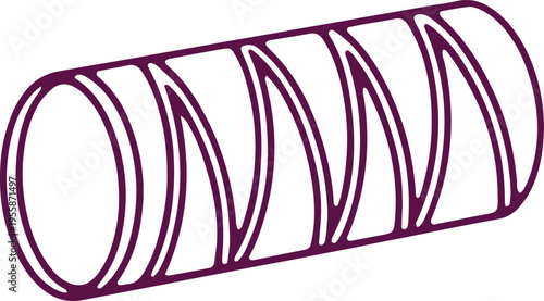Diagram of a cylindrical object with helical or spiral lines along its surface