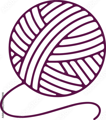 A stylish ball of yarn with a playful trailing end in a minimalist design.