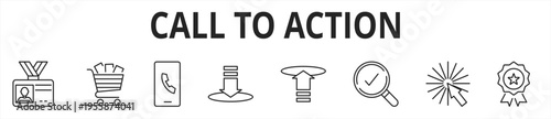 Call to Action web banner icon set outline multistyle vector illustrations concept