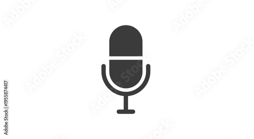 Simple black microphone icon on white background.