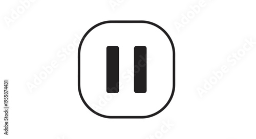 Pause button icon in a rounded square outline.