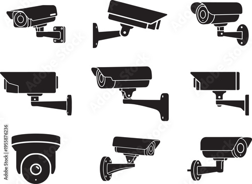 Security CCTV Camera Wall Mounted Surveillance Silhouette