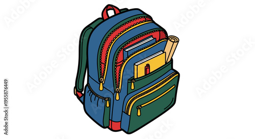 Colorful backpack with multiple pockets 1.