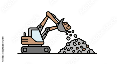 Excavator pouring coins from bucket.