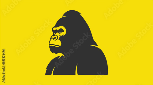Black Gorilla Silhouette Profile.