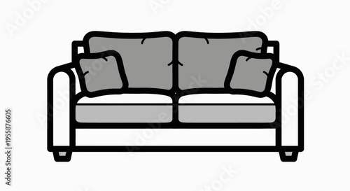 Modern Two Seater Grey Sofa.