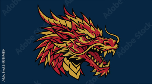 Dragon Head Fire Red Yellow.