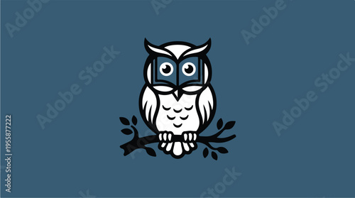 Owl Wearing Glasses Illustration.