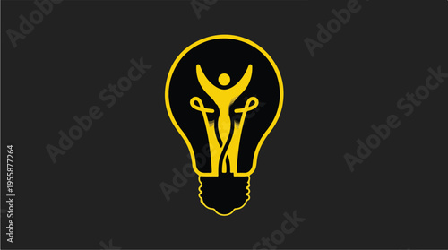 People Inside Light Bulb Icon.