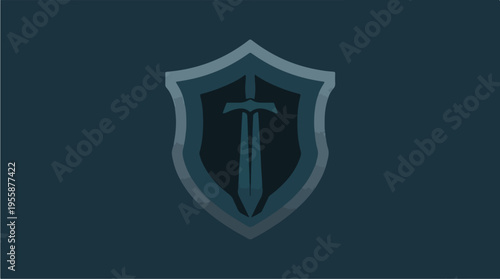 Shield with sword logo symbol.