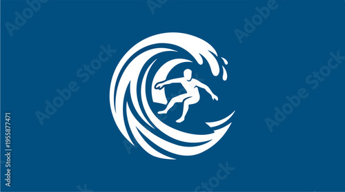Surfing wave sports logo design.