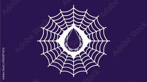 White spider web with drop.