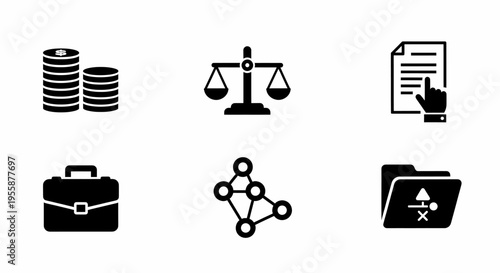 Business Icons Finance Strategy Portfolio and Organization Symbols