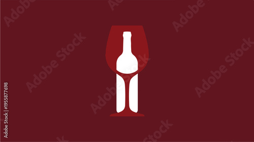 Wine bottle and glass icon.
