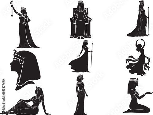 Cleopatra Ancient Egyptian Queen Profile Silhouette