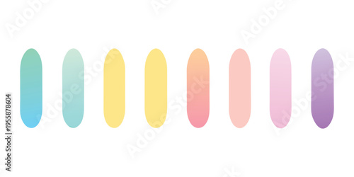A seamless row of colorful vertical rounded capsules with gentle gradients.