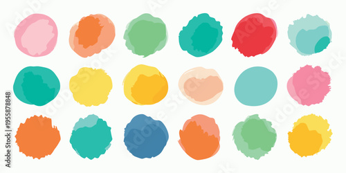 A series of layered, translucent soft pastel irregular blobs.