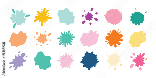 Energetic paint splatters and ink blots bursting with vibrant colors.