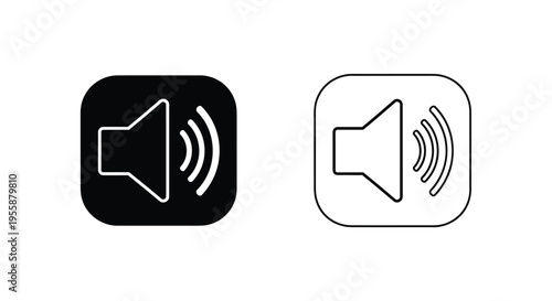 Two volume control icons one dark one light a simple silhouette