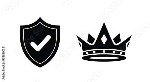 Two shield icons with checkmarks representing security and protection silhouette