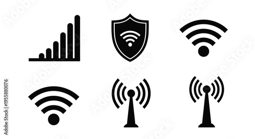 Simple black silhouette of a classic alarm clock design silhouette