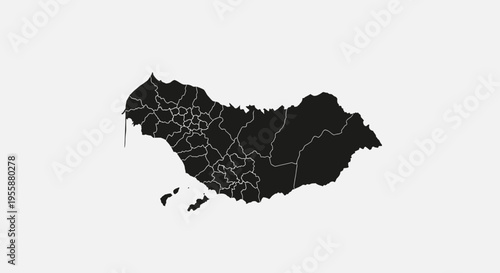 Map of Yemen with administrative divisions, black silhouette on a white background.
