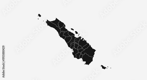 Map of Sicily with Provinces Highlighted, Italy