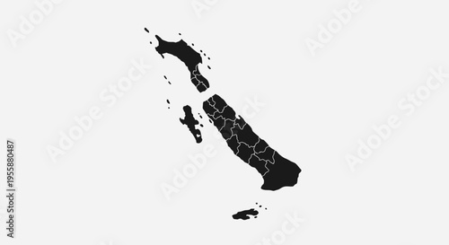 Map of the Bahamas islands, black silhouette on a white background