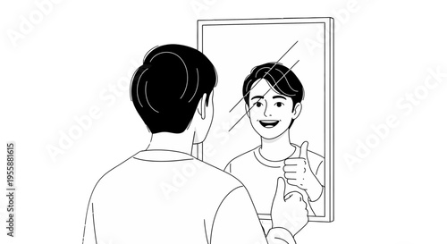 Man brushing teeth in the morning.