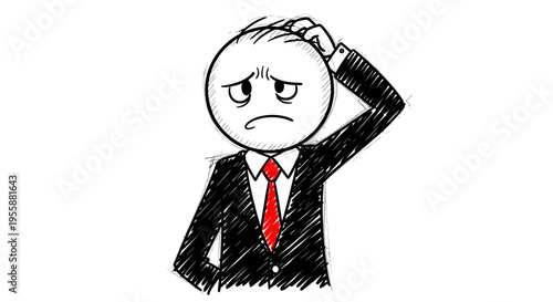 A frustrated businessman with a worried expression.