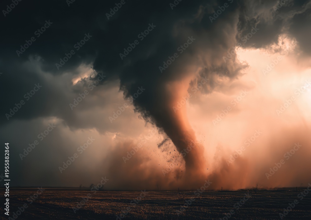 Fototapeta premium Dramatic Tornado Formation - A Powerful Display of Natures Fury.