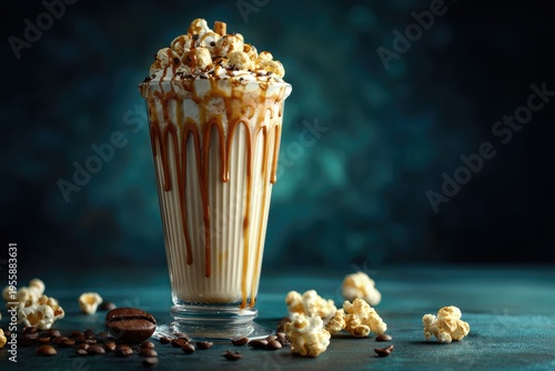 Delicious Caramel Popcorn Milkshake - A Sweet Treat Delight.