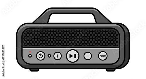 Black portable wireless speaker device.