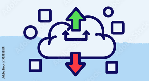Cloud data exchange and storage symbol.