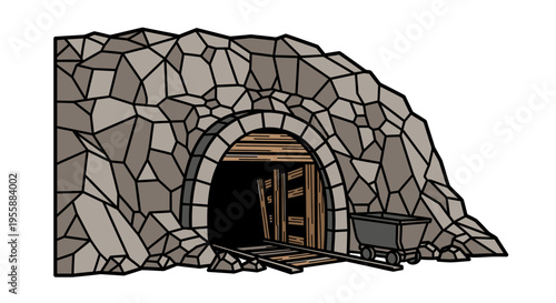 Wooden mine tunnel entrance door.