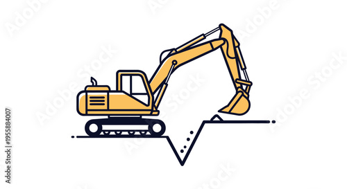 Yellow excavator digging into ground 1.