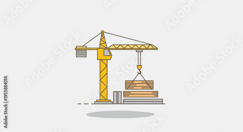 Yellow construction crane lifting heavy load 1.