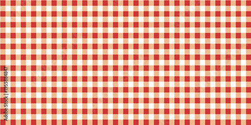 A Seamless red, cream, and white checkered pattern with diagonal line texture, minimalist style, repeating background, flat design.