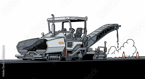 Asphalt paver road construction machine.
