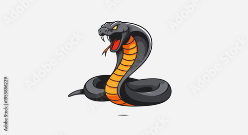 Black and orange cartoon cobra snake.