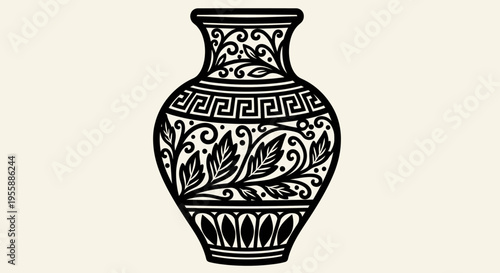 Black and white ancient vase design.