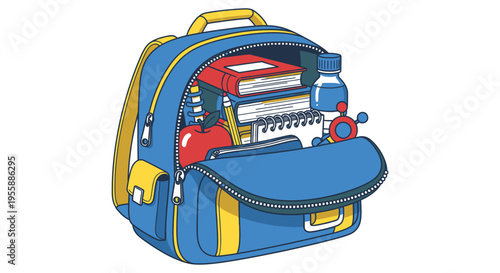 Blue and yellow school backpack.