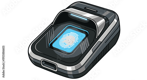 Fingerprint reader device with blue light.